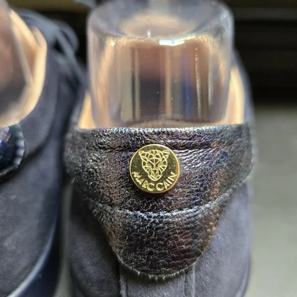 MARC CAIN Women's Navy Printed Suede Sneaker - Picture 7 of 11